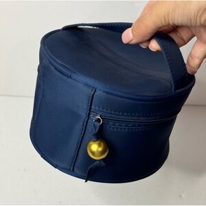 Rare Vintage 90’s Lagerfeld Parfums Navy Round Travel Cosmetic Case
